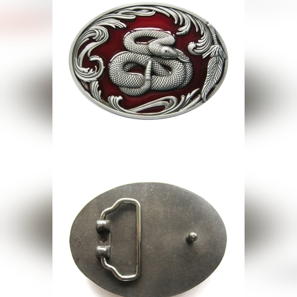 New snake cobra rattlesnake belt buckle. Fits 1.5 Belts - Picture 2 of 3